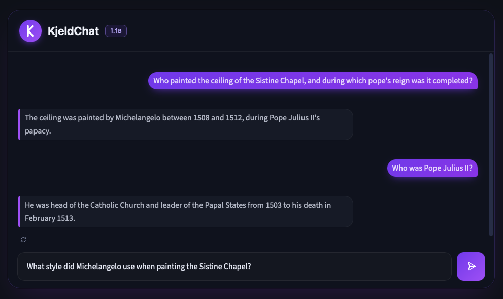 The KjeldChat interface on Hugging Face - based on Gradio